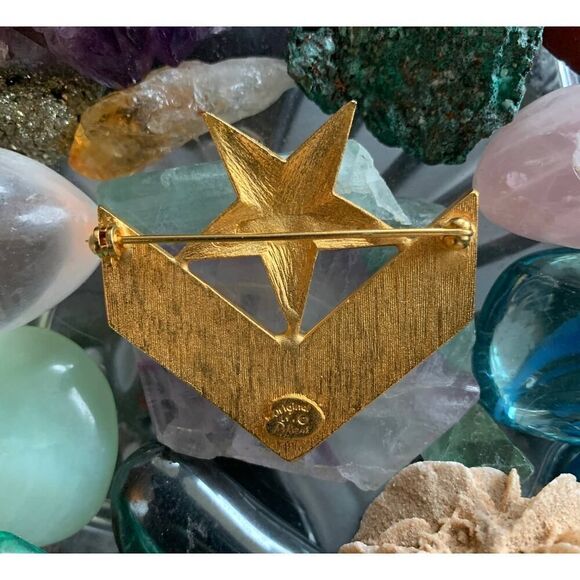 Inspiring Original by Robert Brushed Gold Star pin, Stamped - Picture 2 of 5